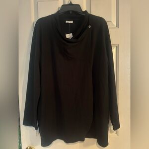 Pure Jill Black Draped Cowl-neck Top. L-Tall. NWT.